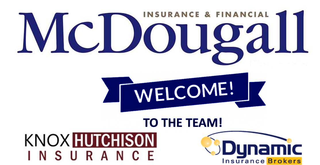 Ad for McDougall Insurance merger with Knox Hutchison Insurance and Dynamic Insurance Brokers