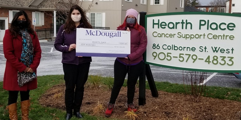McDougall Insurance donates $500 to Hearth Place Cancer Support Centre