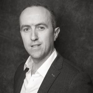 john Enright in black and white photo