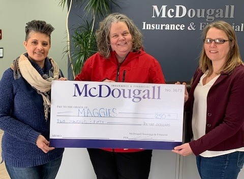 McDougall insurance donated to Maggies Resource Centre in Bancroft