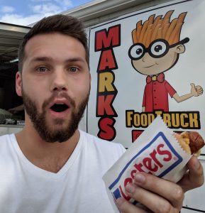 Selfie at Marks Food Truck with free hotdog