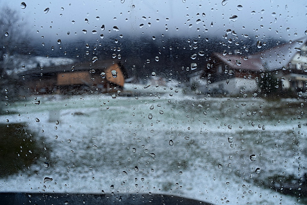 Moisture on a car windshield