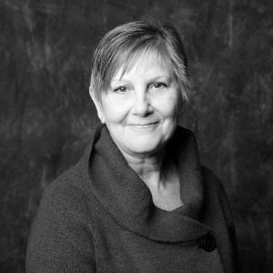 Roberta Zurrer smiling in a black and white photo