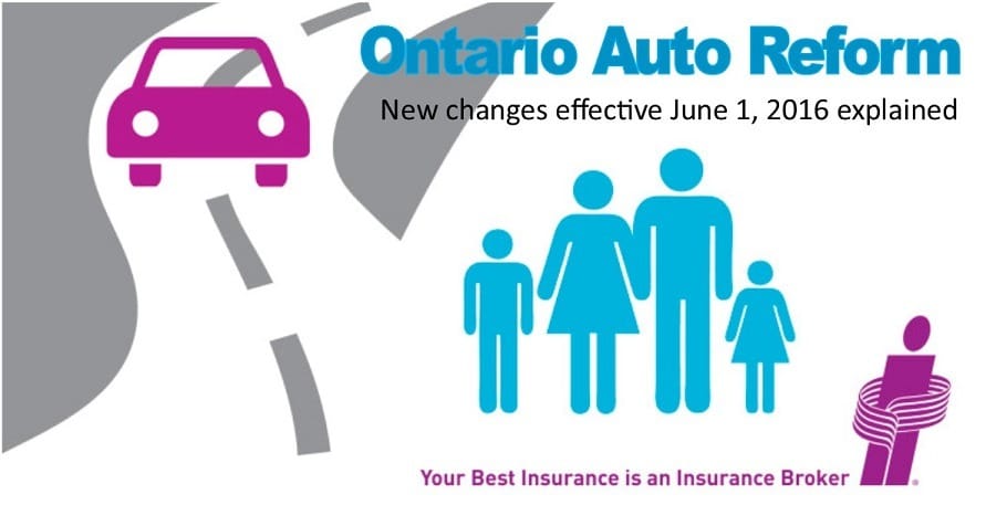 Ontario auto reform ad announcing new changes, effective June 1, 2016