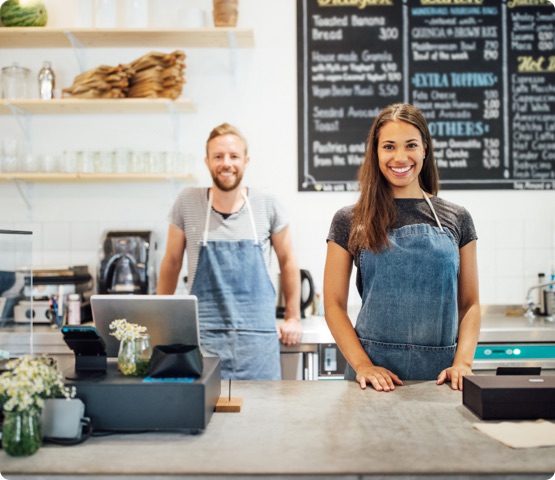 Staff standing at counter