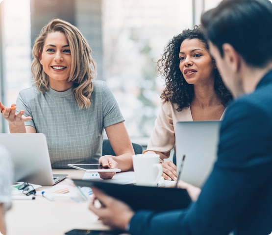 Group of insurance workers in a business meeting