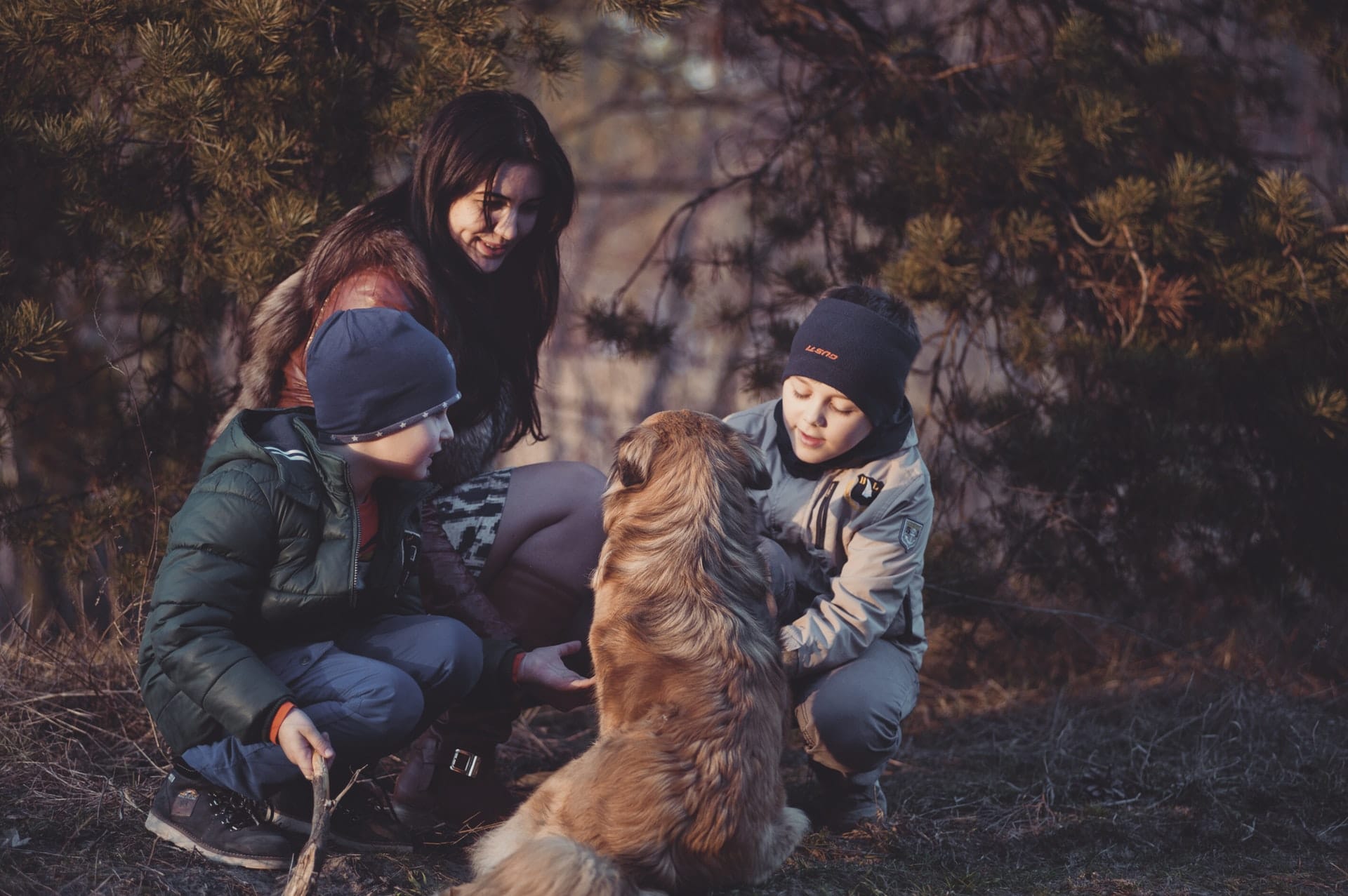 family with dog