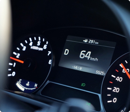 close up of speedometer in modern car