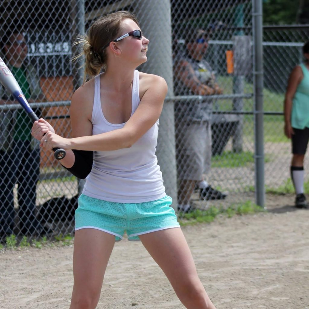 Rebecca Slaughter playing baseball