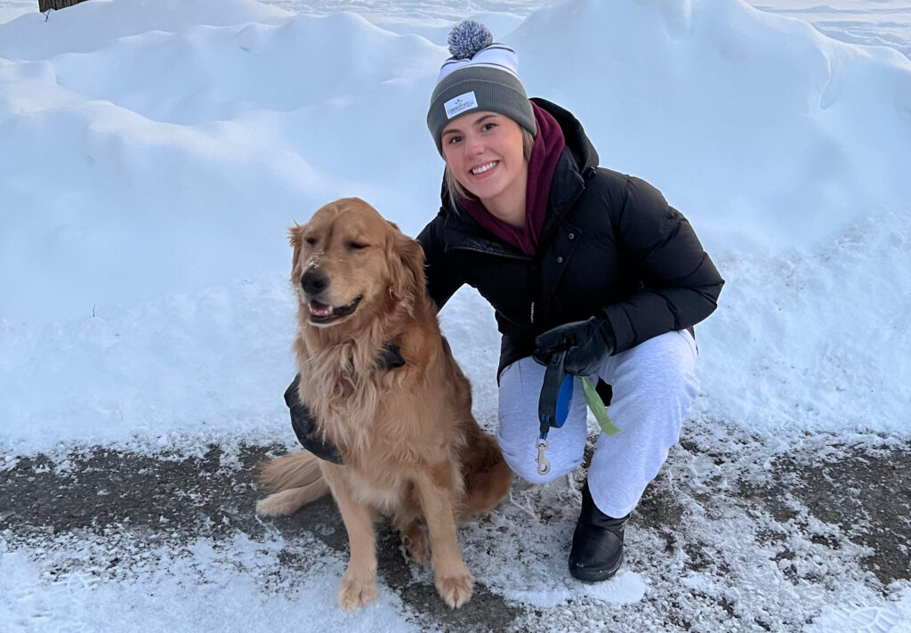 Eric Hough walking her dog Archie