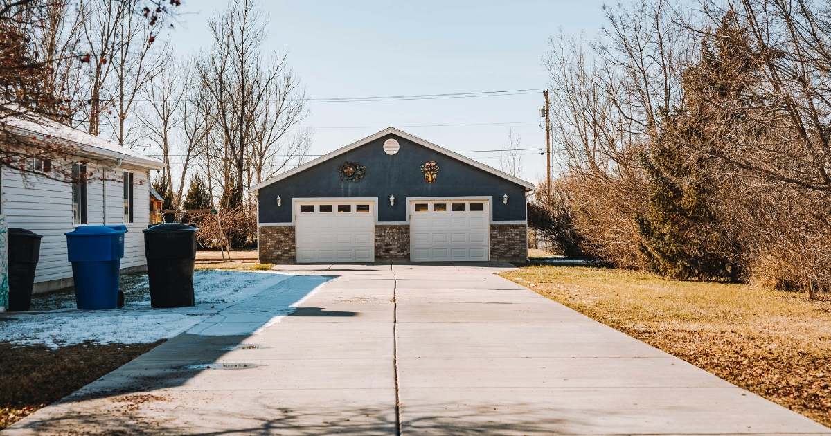 The garage is a detached structure not connected to the primary home